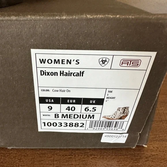NEW Ariat Women's Brown/White Calf Hair Dixon Snip Toe Bootie 9B - Picture 6 of 9
